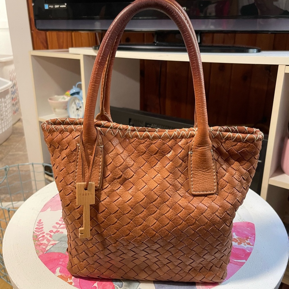 Brown Woven Tote Bag